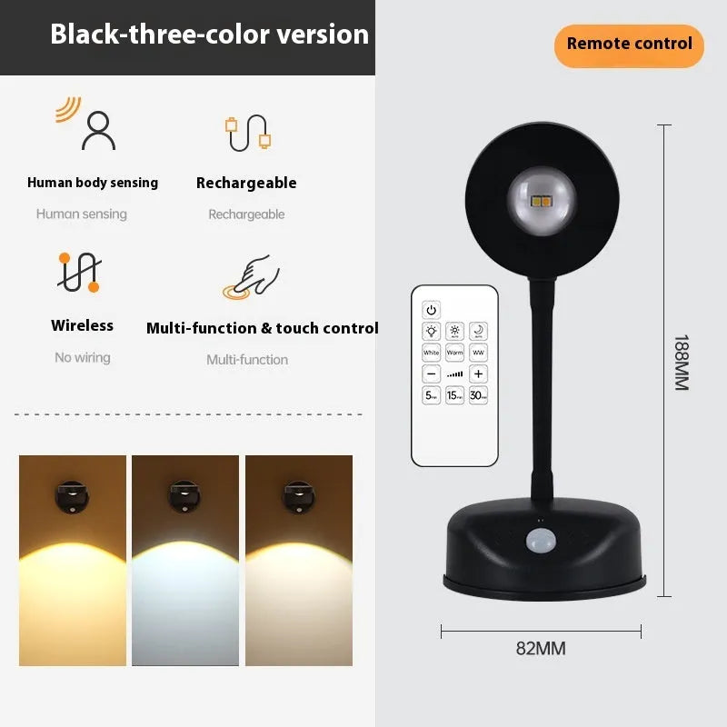 Geometric stereo shaped rechargeable wall spotlight in white finish with remote control
