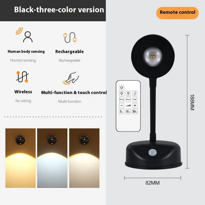 Geometric stereo shaped rechargeable wall spotlight in white finish with remote control