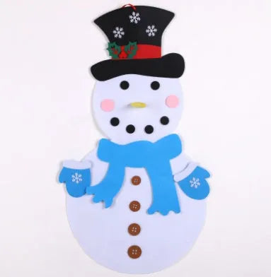 3D layered DIY felt Christmas tree with 32 decorations including Santa, reindeer, snowman, and stockings