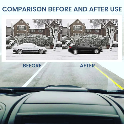 Black compact car de-icing tool for melting sleet and snow on vehicle windscreens.
