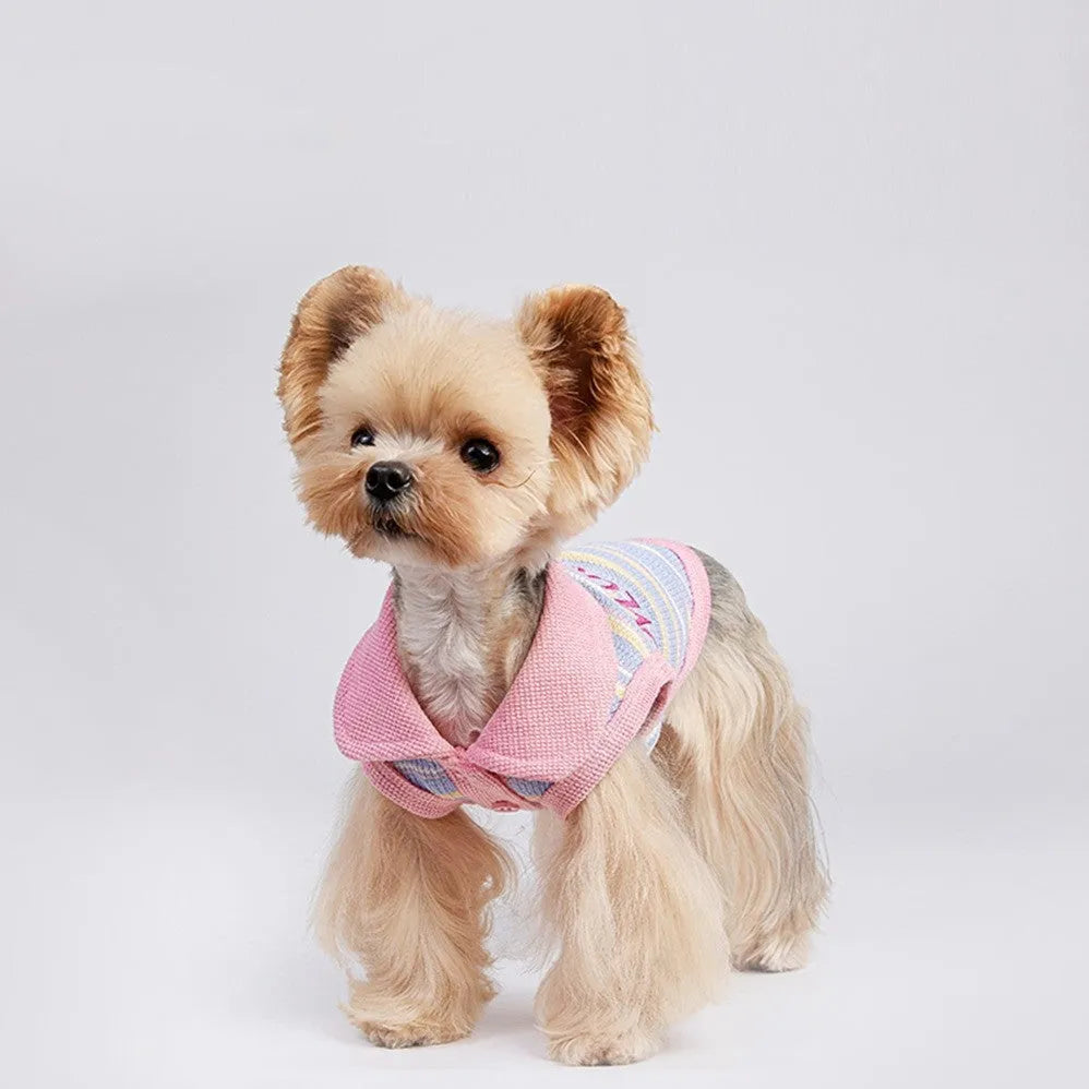 Pink purple autumn vest for small dogs with seven size options based on weight