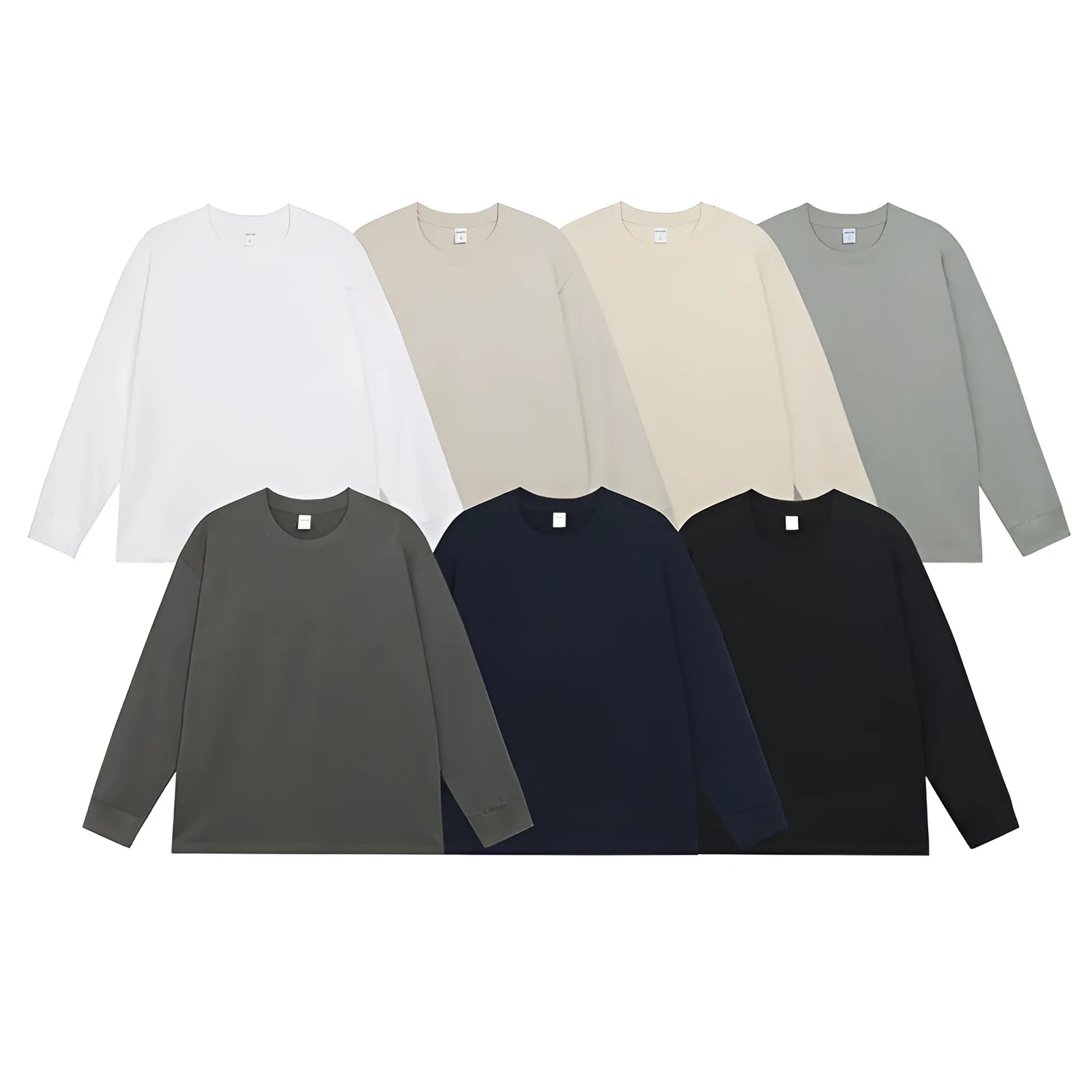 Men's loose fit solid colour cotton long sleeve t-shirt on a hanger