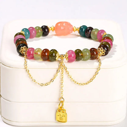 Green natural crystal Chinese-style bracelet for women and girls