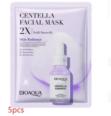 White collagen and hyaluronic acid facial sheet mask in 30g gel format on skin