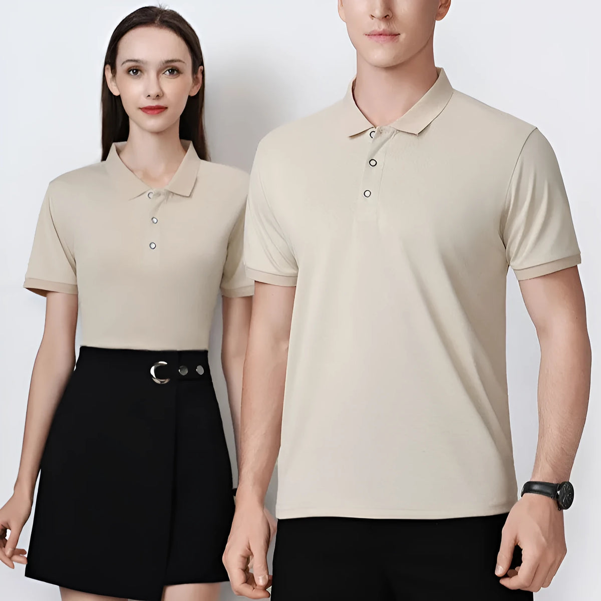 Ice silk polo shirt with advertising logo pattern in multiple colour options including white black red light blue wine red orange