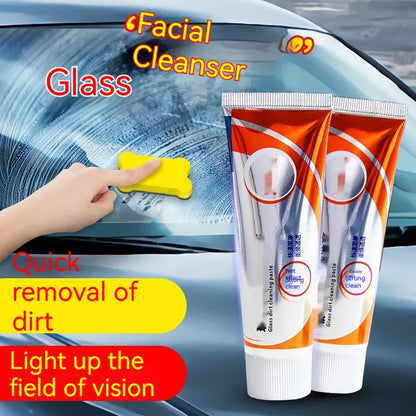 White car windscreen cleaning paste in packaging with 65ml capacity for oil stain removal