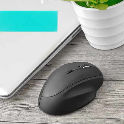 Black wireless voice control optical mouse with seven buttons and USB receiver
