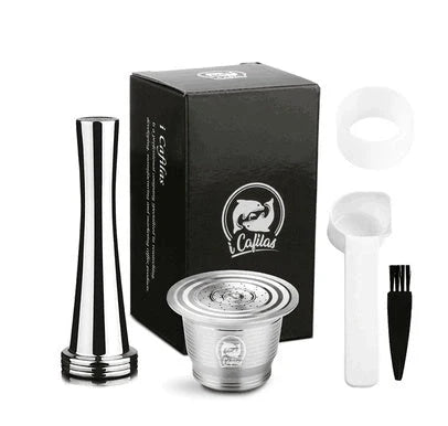 Stainless steel reusable Nespresso coffee capsule with refillable filter