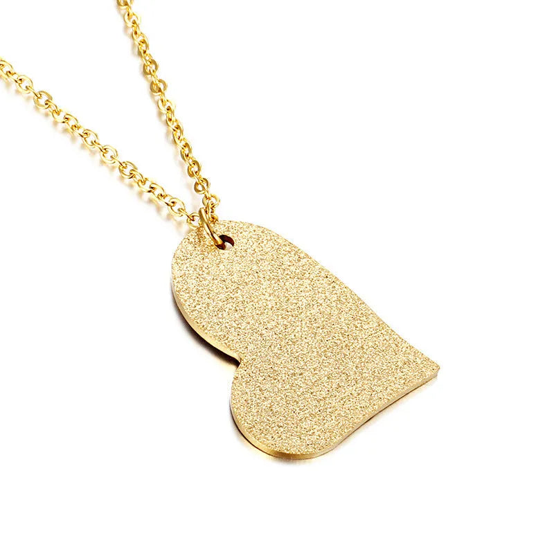 Geometric heart-shaped titanium steel necklace with Japanese and Korean fashion inspiration