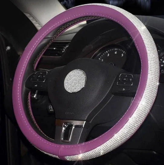 Universal anti-slip PU leather steering wheel handle set in various colours