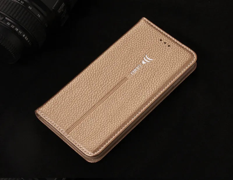 Business wallet phone case for iPhone with card slots in imported PU leather