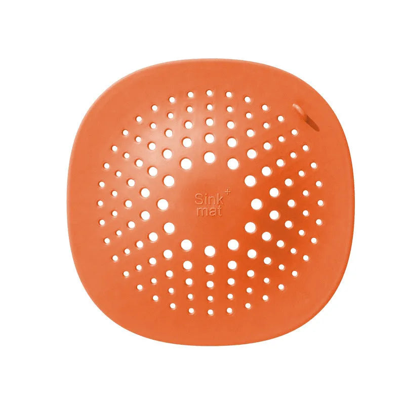 Square TPR rubber sink drain stopper measuring 145mm in dark grey, orange, white, green, and blue colour options