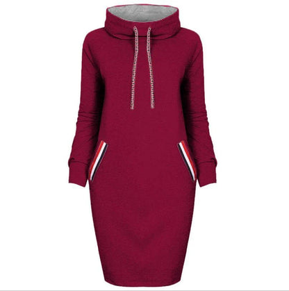 A high-collar long sleeve dress in various colors for casual and party wear