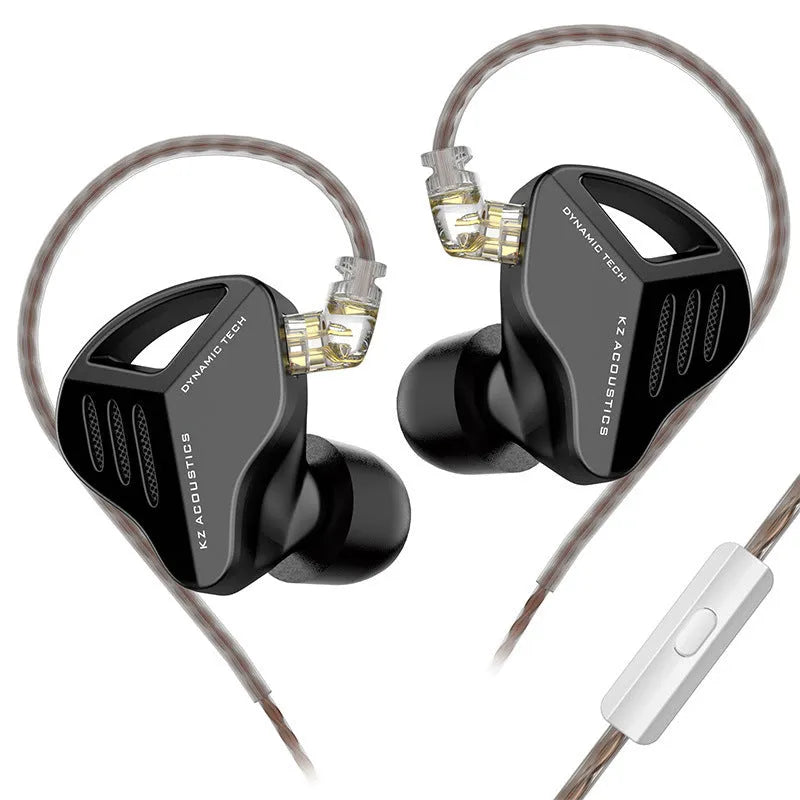KZ ZAX silver blue in-ear headphones with L-bend 3.5mm plug and tangle-free cable