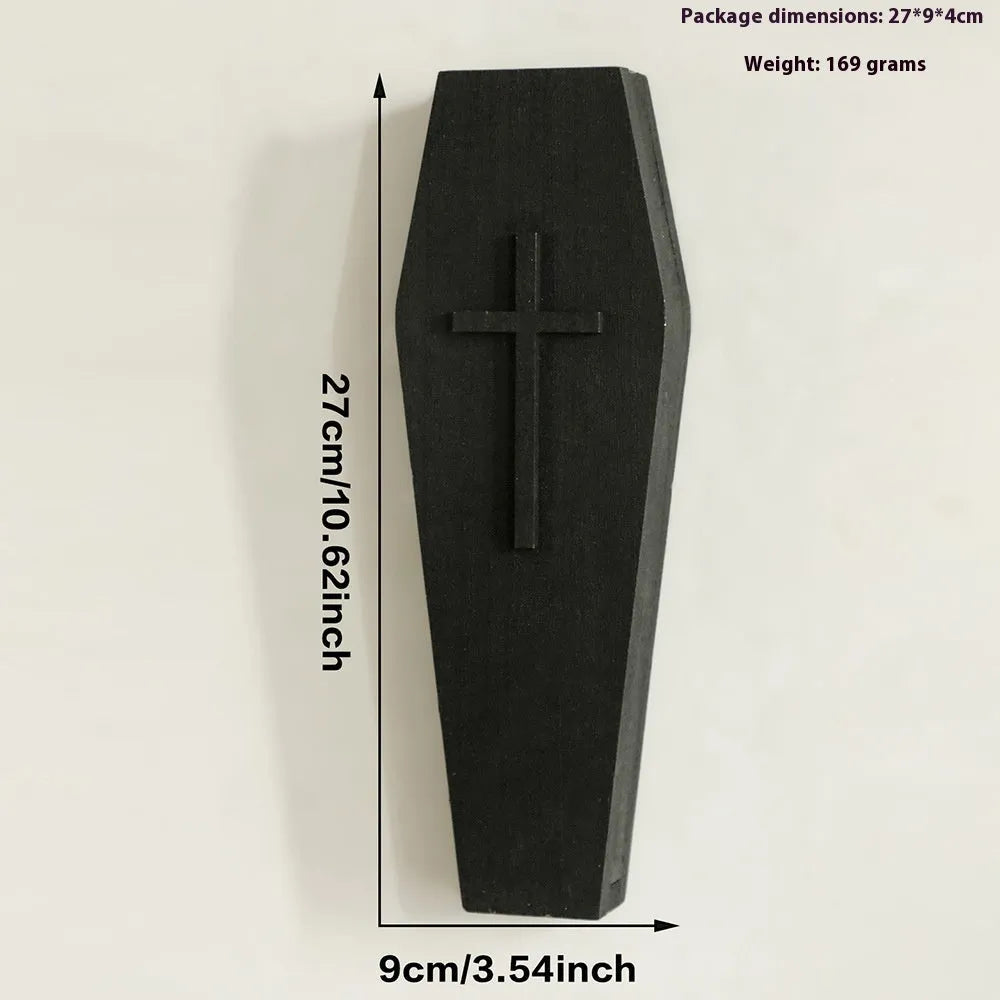 Wooden cross wall vase shelf in rustic style, dimensions 27cm by 9cm.