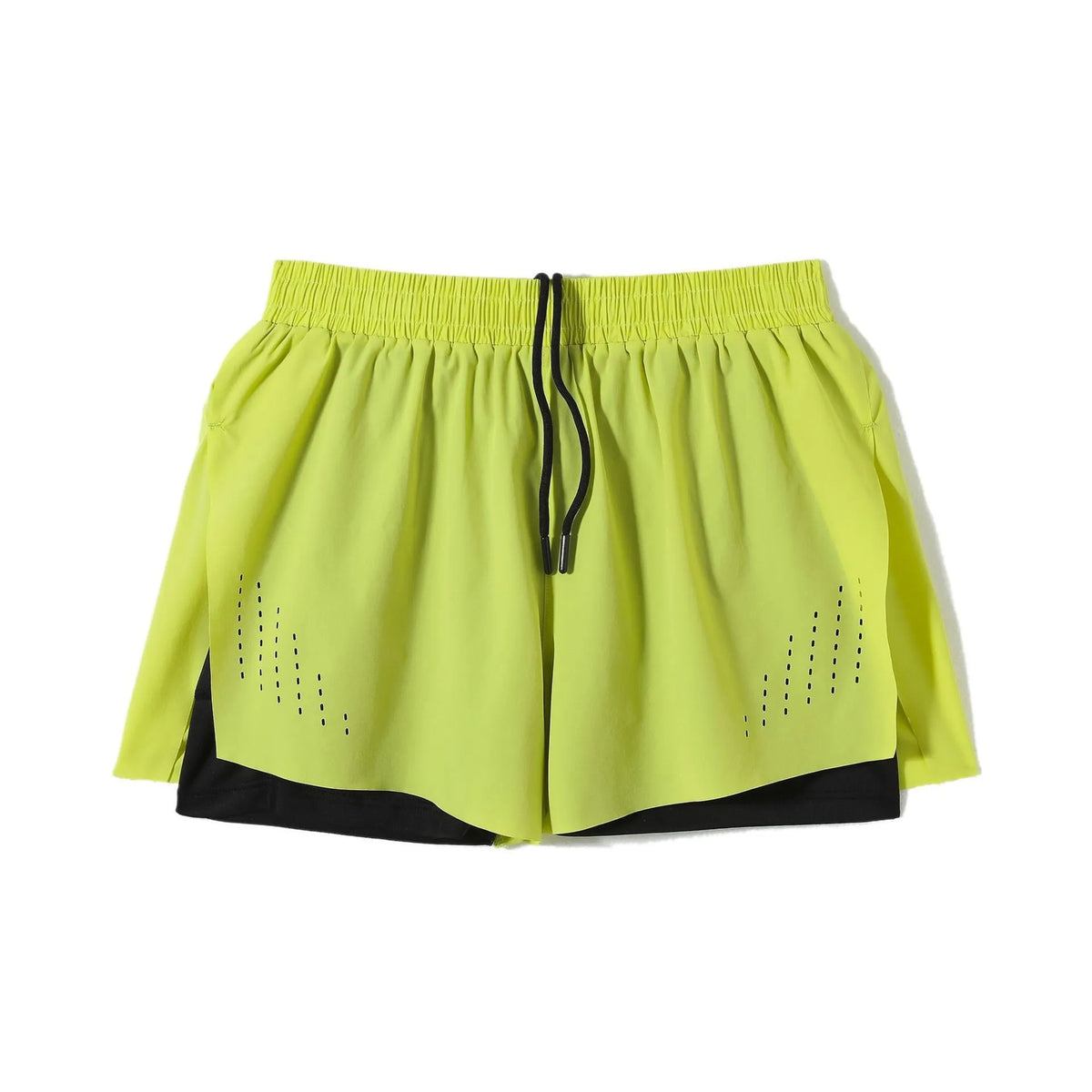 Men's side-slit sports shorts in turmeric yellow with straight leg cut and micro elastic nylon fabric