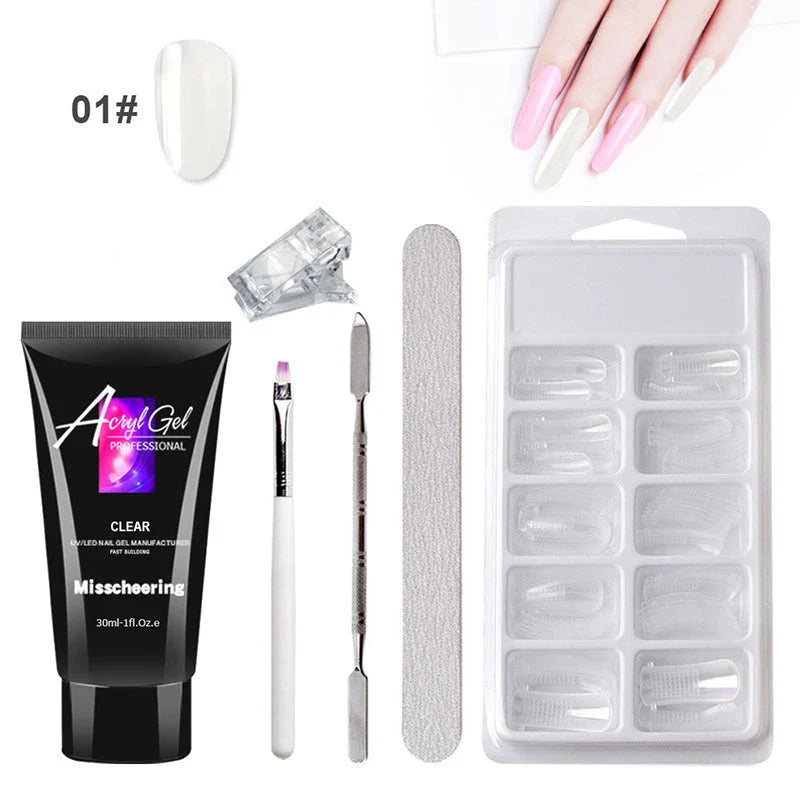 Salon-quality gel nail art kit with dual-light nail lamp, 18-piece tool set, and eco-friendly, non-toxic formula
