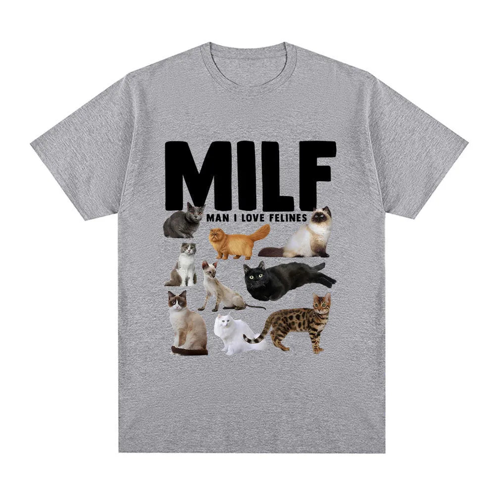 Funny cat lover graphic cotton t-shirt with printed designs in multiple colours