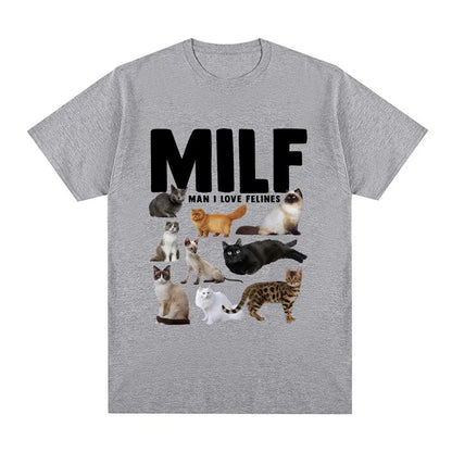 Funny cat lover graphic cotton t-shirt with printed designs in multiple colours