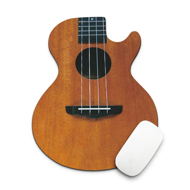 Guitar-shaped mouse pad, 22cm x 18cm, natural rubber and fine cloth, 2mm thick, anti-skid back, nine guitar styles.