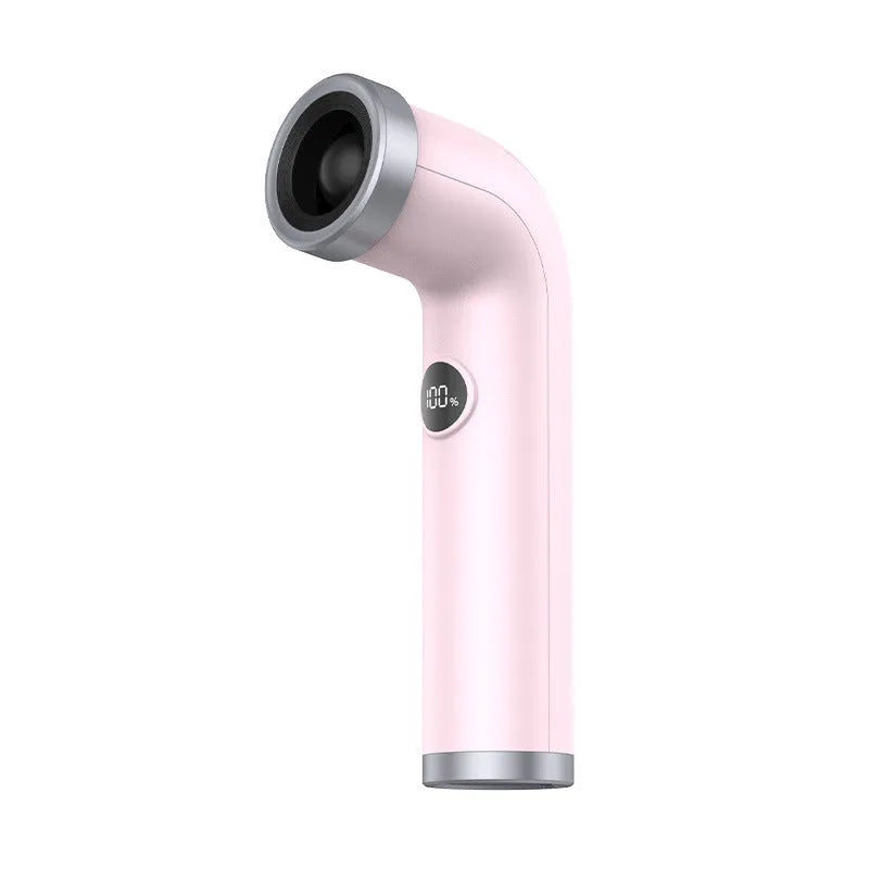 Bladeless portable fan in apricot colour with lithium battery, 15cm diameter, low noise 36dB(A) operation