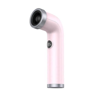 Bladeless portable fan in apricot colour with lithium battery, 15cm diameter, low noise 36dB(A) operation