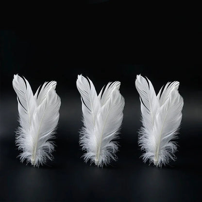 Tumbler cat toy in white, yellow, or pink with ABS body and feather replacement pieces.