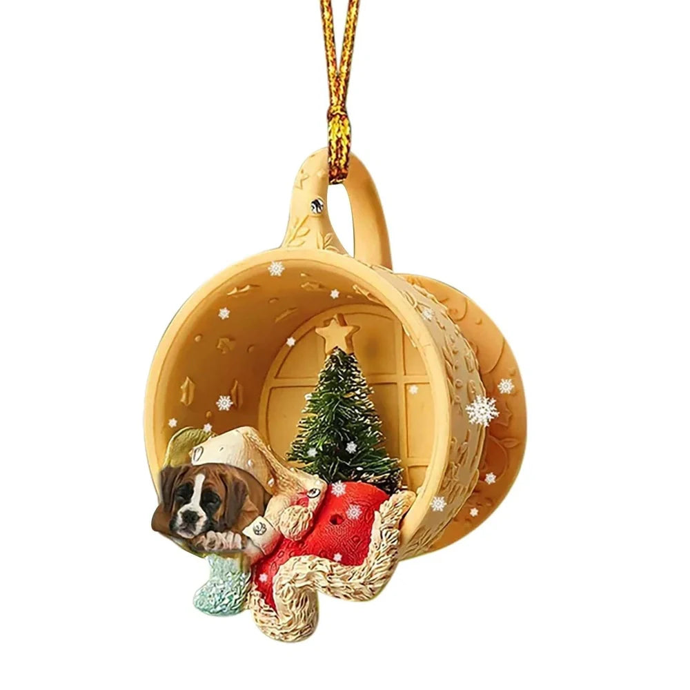 8cm clear acrylic sausage dog hanging ornament in colour variant 1, simple commemorative dachshund design for home decor