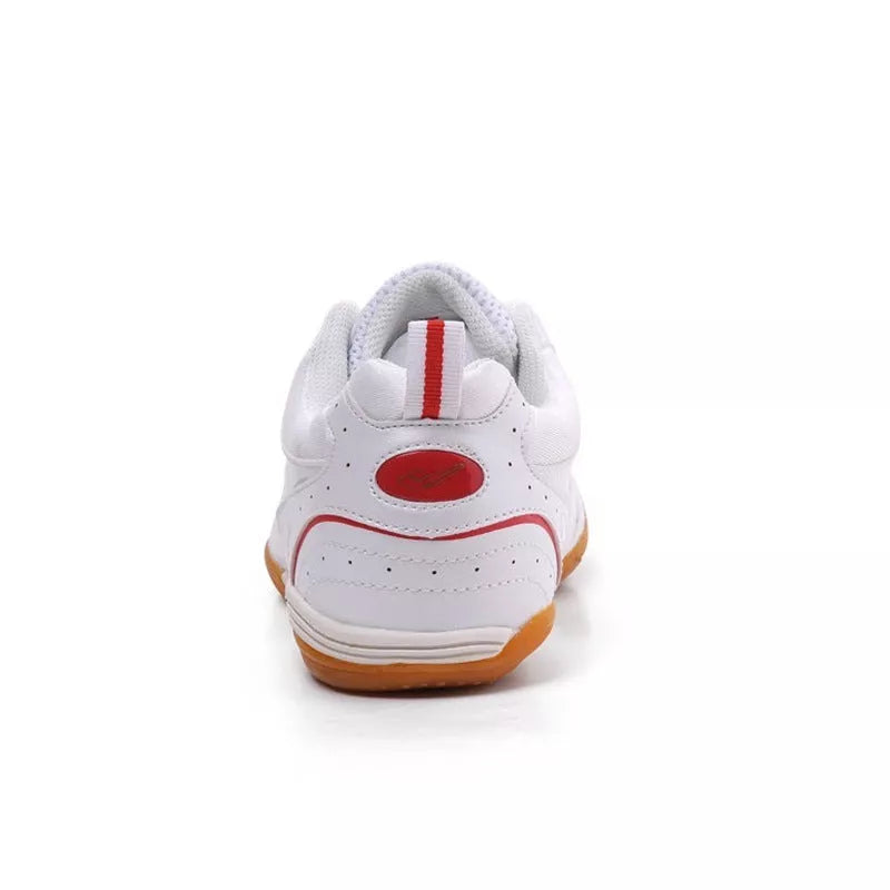 Table tennis training shoes in white and blue or white and red, sizes 30-46