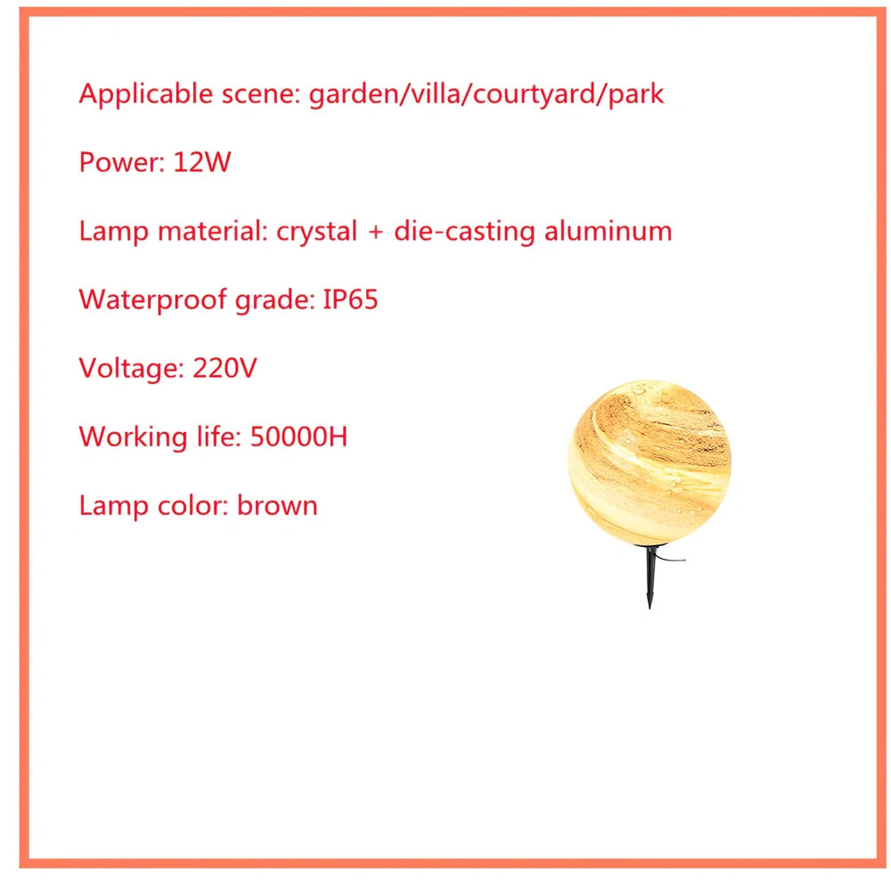 Solar lawn lamp in garden setting showing waterproof construction and LED illumination