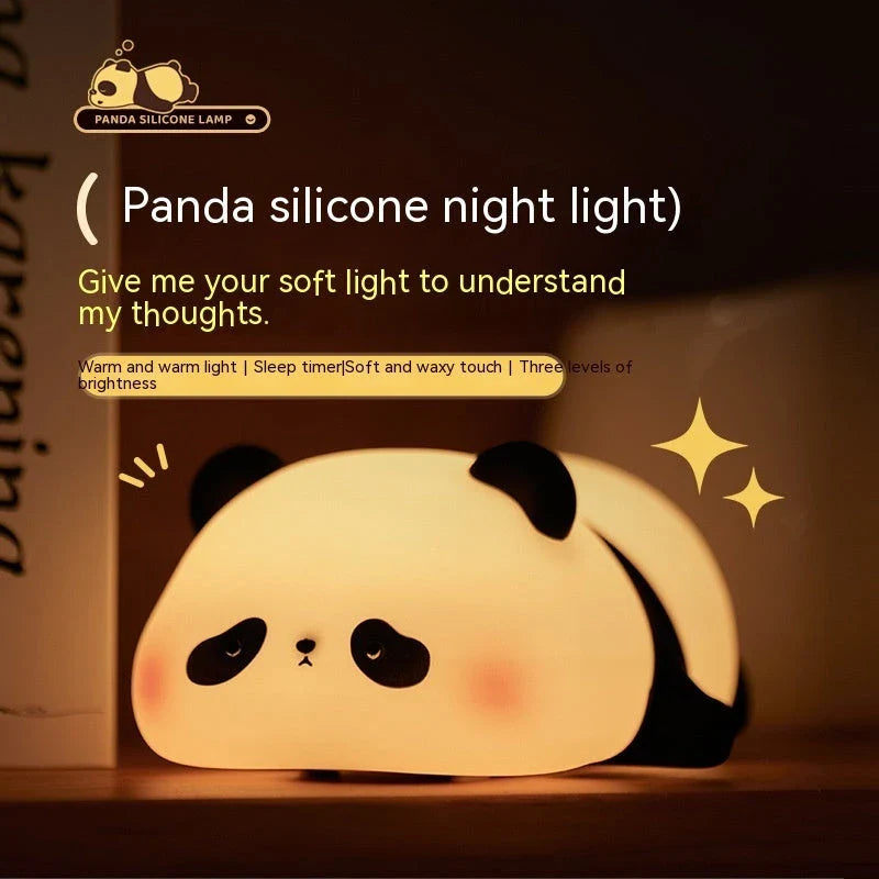 Adorable panda night light with soft, adjustable glow and rechargeable design