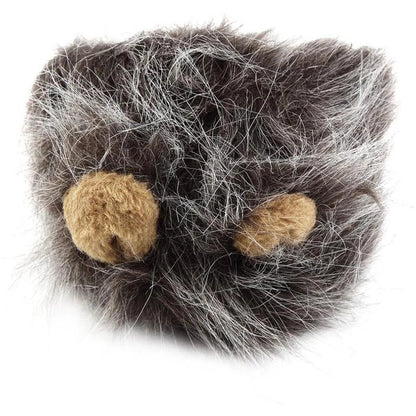 A charming pet hat with a fluffy lion mane and ears, designed to make your furry friend look like the king or queen of the jungle.