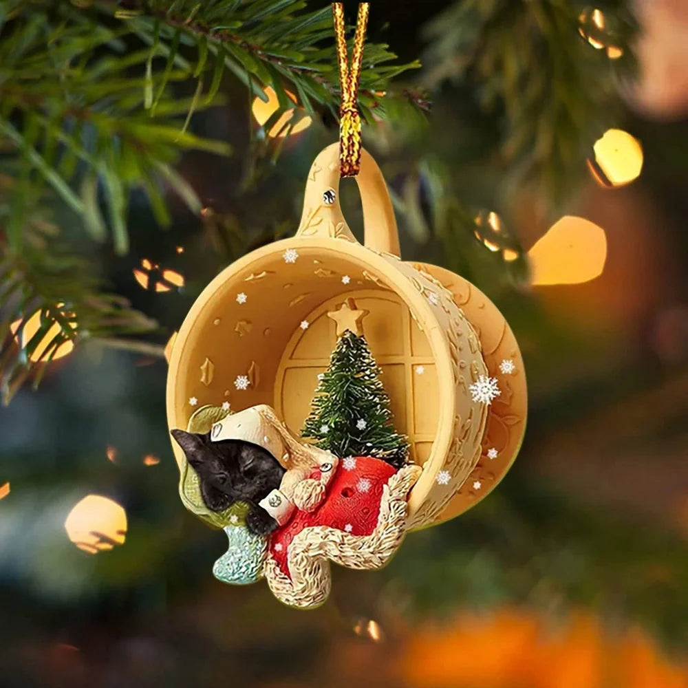 8cm clear acrylic sausage dog hanging ornament in colour variant 1, simple commemorative dachshund design for home decor