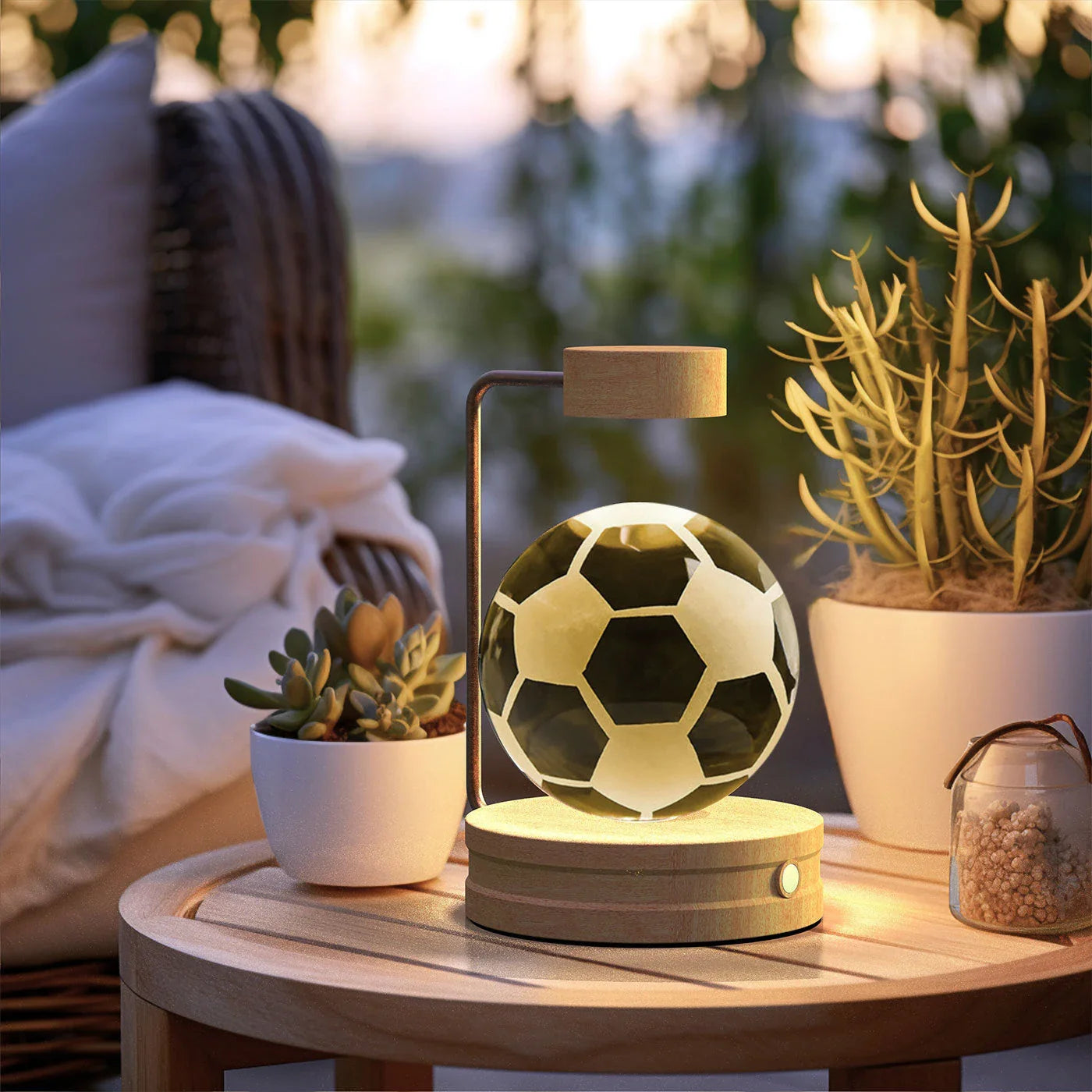 Crystal Ball Cosmic Dinosaur Indoor Night Light with USB Power and Warm Bedside Lighting