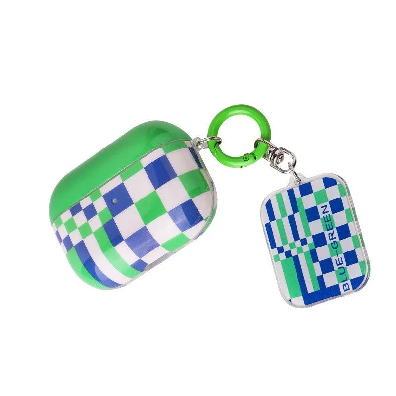 Green grid soft TPU earphone cover for Apple AirPods 1, 2 and AirPods Pro