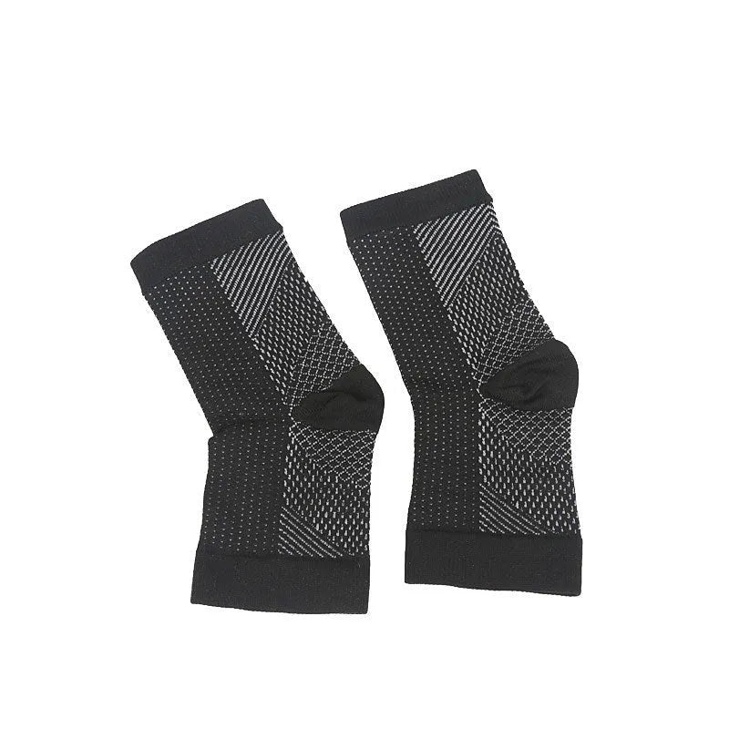 Korean-style sports compression socks in black, white, skin colour, and copper colours with short tube design