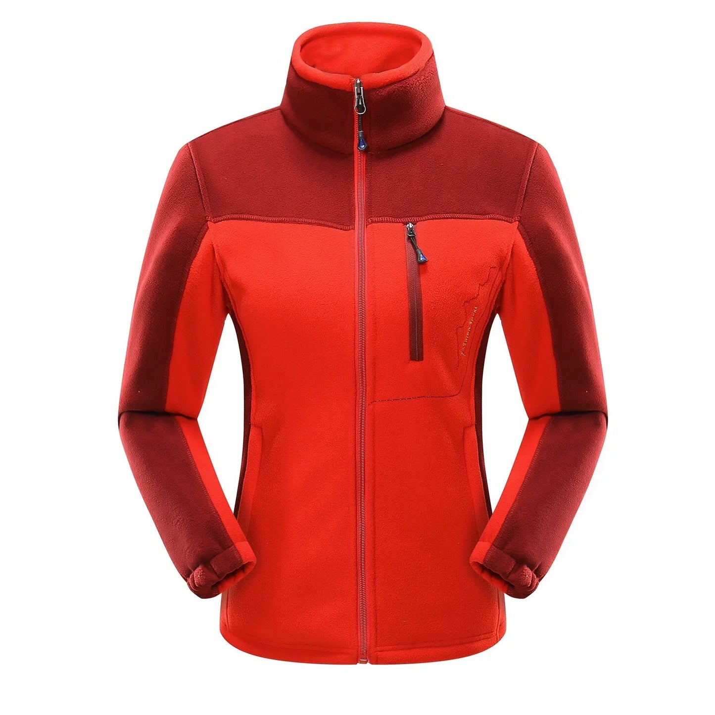 Polar fleece couple cardigan with contrasting colour panels in autumn winter wear