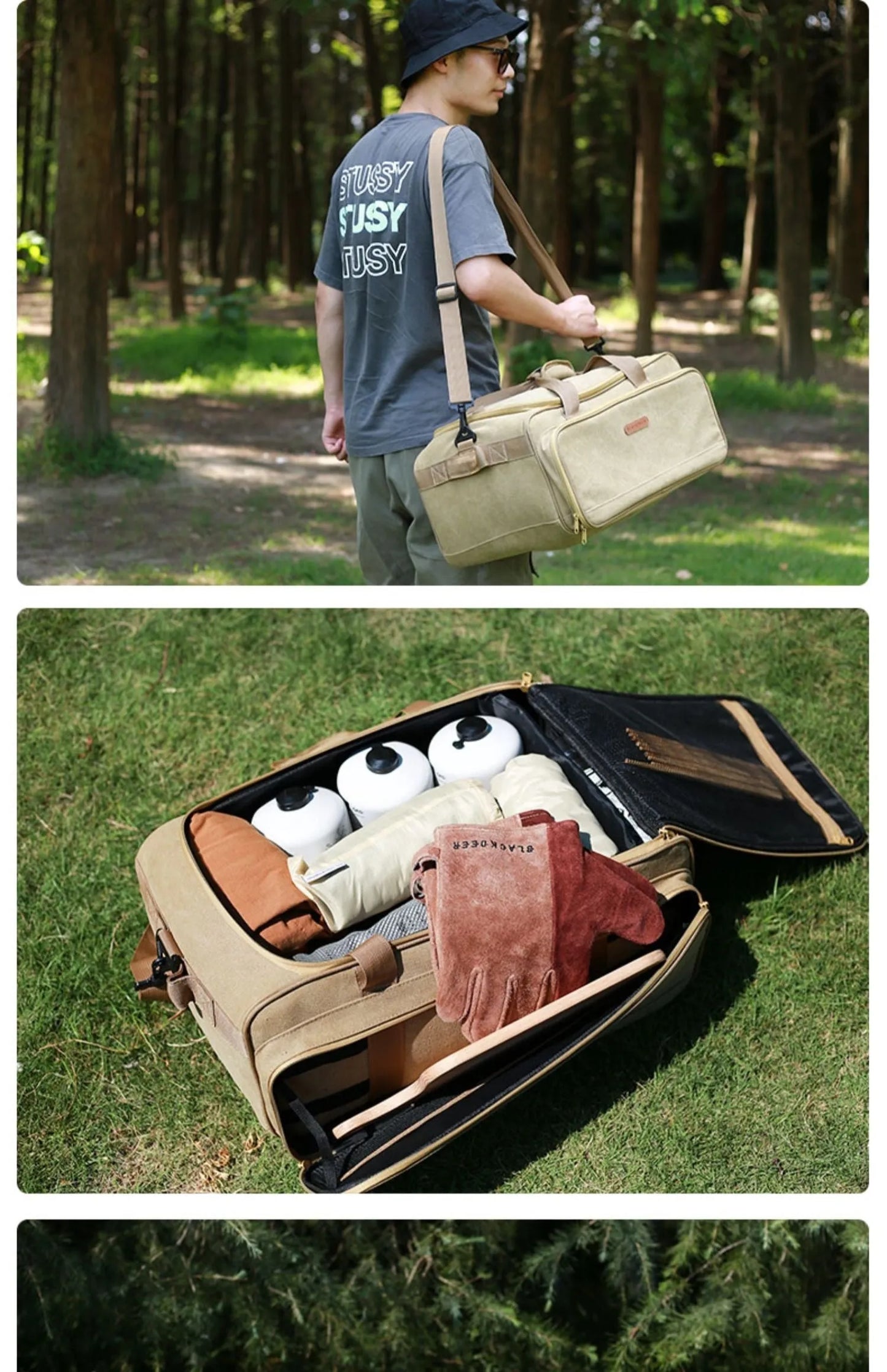 Oxford cloth outdoor camping tableware storage bag in 16L and 35L capacity options