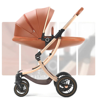 Aluminium baby stroller with reversible seat and storage basket in Caesar Brown colour