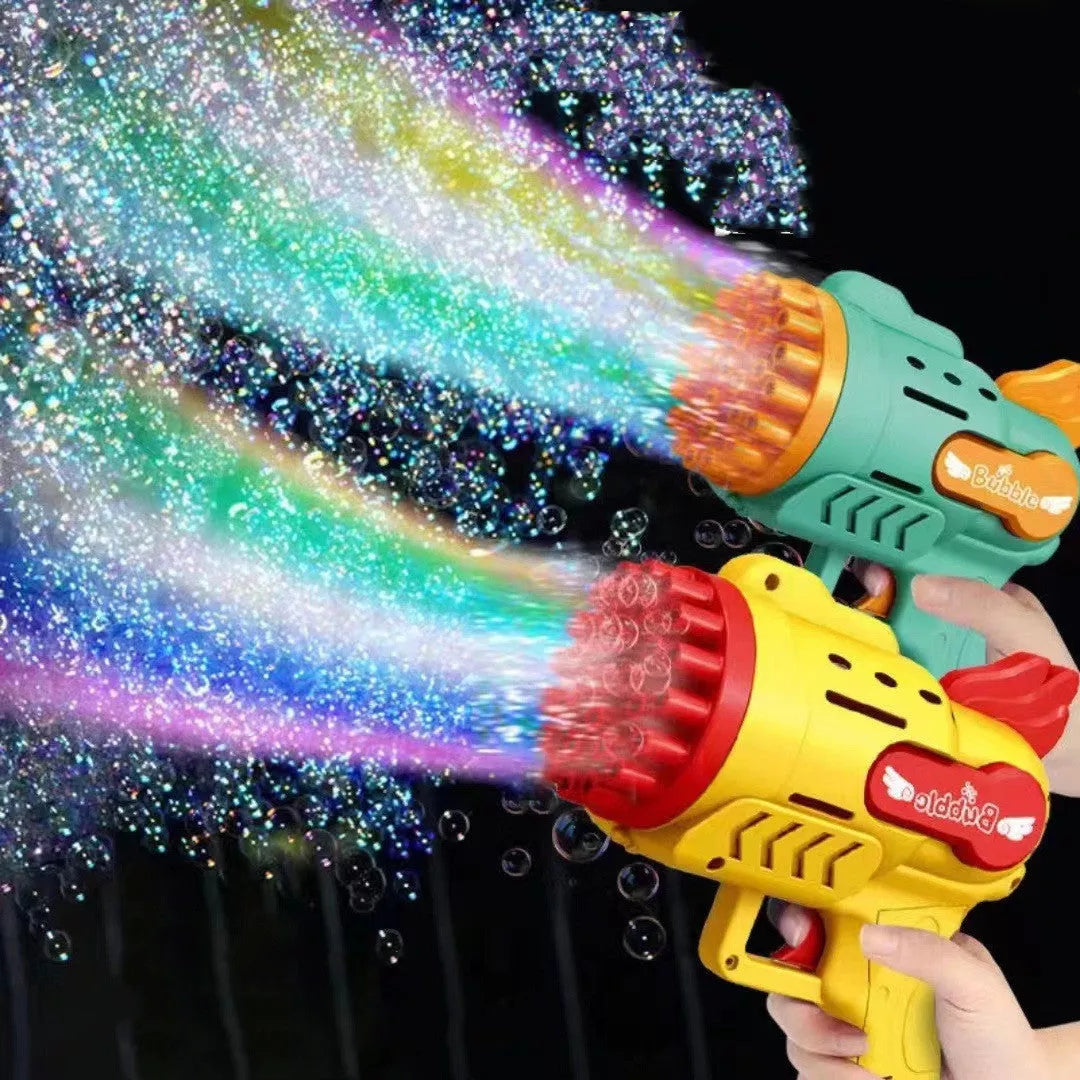 Luminous Bubble Gun Gatling Electric Toy for Children - Green, Yellow, Blue