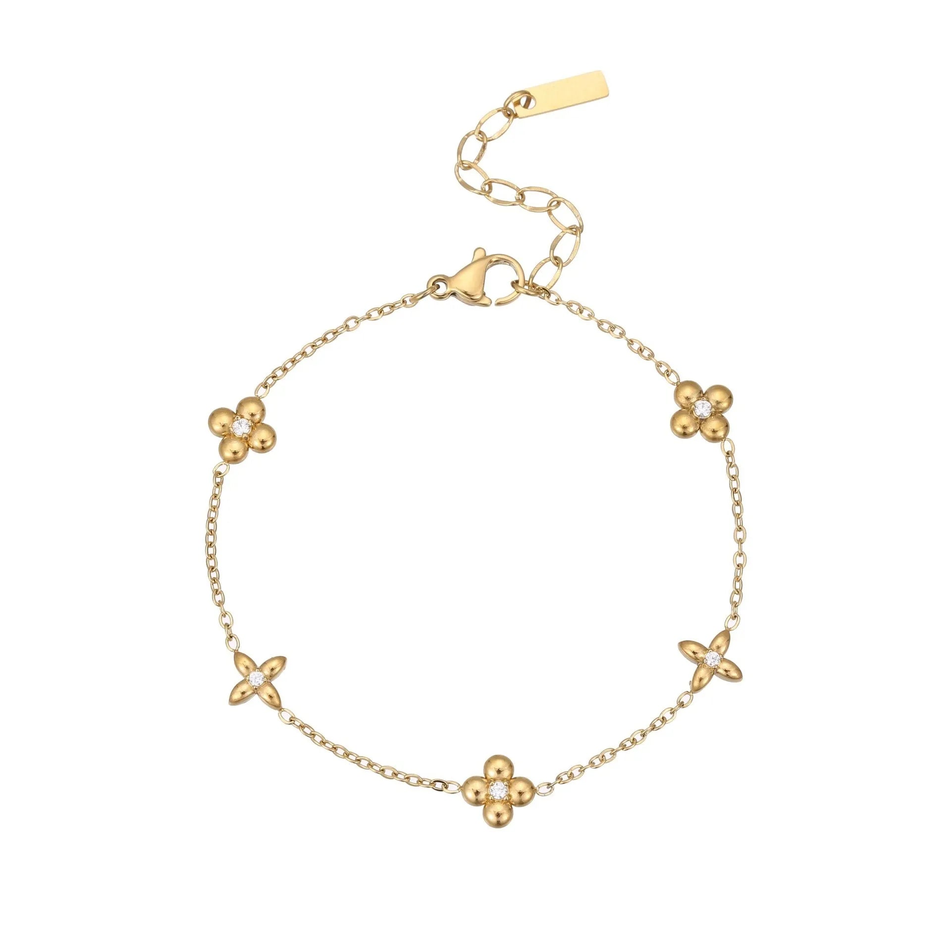 Titanium steel women's bracelet with hexagonal star pendant and 18K gold plating