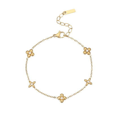 Titanium steel women's bracelet with hexagonal star pendant and 18K gold plating