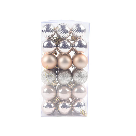 36 Christmas balls in 16 colours including rose gold and champagne gold, 4cm diameter