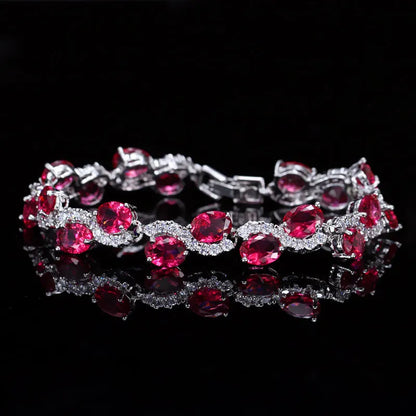 Copper-plated gold bracelet with AAA+ zircon stones in simple geometry style measuring 18.4cm length