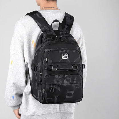 Large capacity nylon girls school backpack with anti-theft and waterproof features
