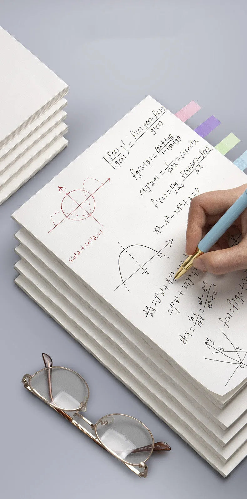A5 calculus draft notebook with cream-coloured eye protection paper in simple style