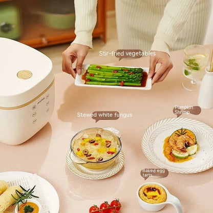 White intelligent multi-function rice cooker with 3 litre capacity and six cooking functions