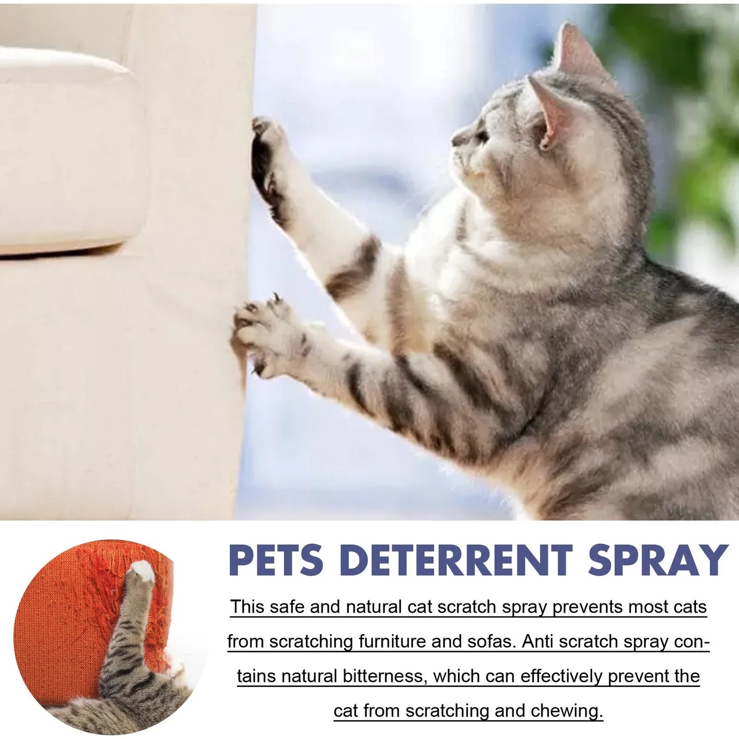 50ml bottle of pet repellent spray in a box, used to prevent scratching on doors and sofas.