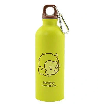 500ml stainless steel sports water bottle with cartoon animal design showing round hole handle and small mouth opening