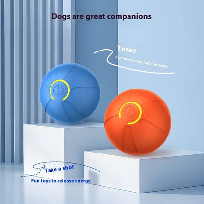 Luminous silicone electric jumping ball for dogs in blue and orange